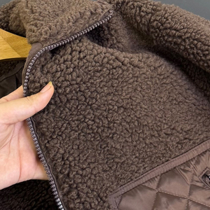 Giacca Corta Stile Vintage Autunno Inverno per Donne, Marrone in Lana d'Agnello con Cappuccio, Collo Alto, Imbottita e Calda, Casual Sportiva con Zip - Product Image 5