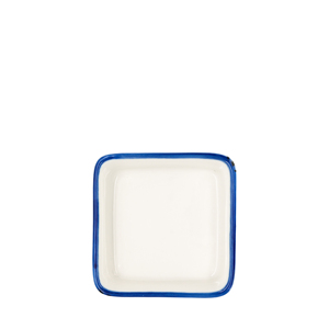 Cazoleta 9x9x3 cm bianca con bordo blu, piatto quadrato per servire e conservare - Product Image 2