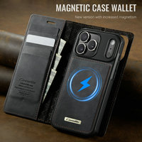 Funda Cartera Desmontable CaseMe para 17 Pro Max, 2 en 1, Carga Inalámbrica Rápida, Multifuncional, Antigolpes, con Ranuras para Tarjetas