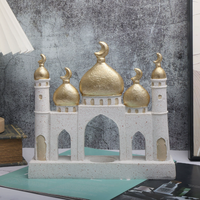 Décoration Ramadan 2026 : Plateau Blanc et Or, Chandelier, Dôme de la Kaaba, Mosquée Islamique, Ornement de Bureau en Résine – Livraison Directe