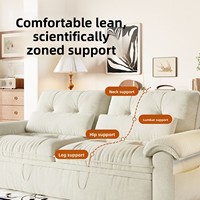 Canapé-lit pliable en velours en forme de L avec housses amovibles et lavables, style crème, pour salon, utilisation convertible, petits appartements