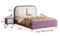Lit rembourré en cuir moderne, créatif, nouveau design, doux, mignon, confortable, avec cadre en bois de pin, meubles pour chambre d'enfants et de filles
