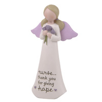 Nouvelle figurine d'ange en résine OEM, peinte à la main, ailes roses, tenant une fleur, inspirationnelle, pour la décoration de la maison, cadeau pour les fêtes