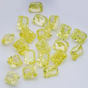 HanYu Light Yellow Color Octagon Ice Crushed Cut 10x12mm Cubic Zirconia Loose Gemstone