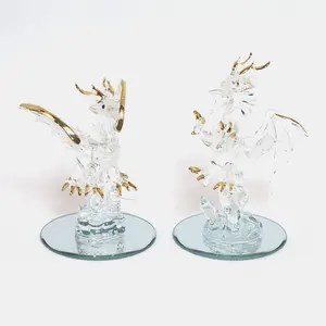 Decorazioni da tavola in vetro vetro artigianale soffiato drago decorazioni in vetro trasparente per l'artigianato