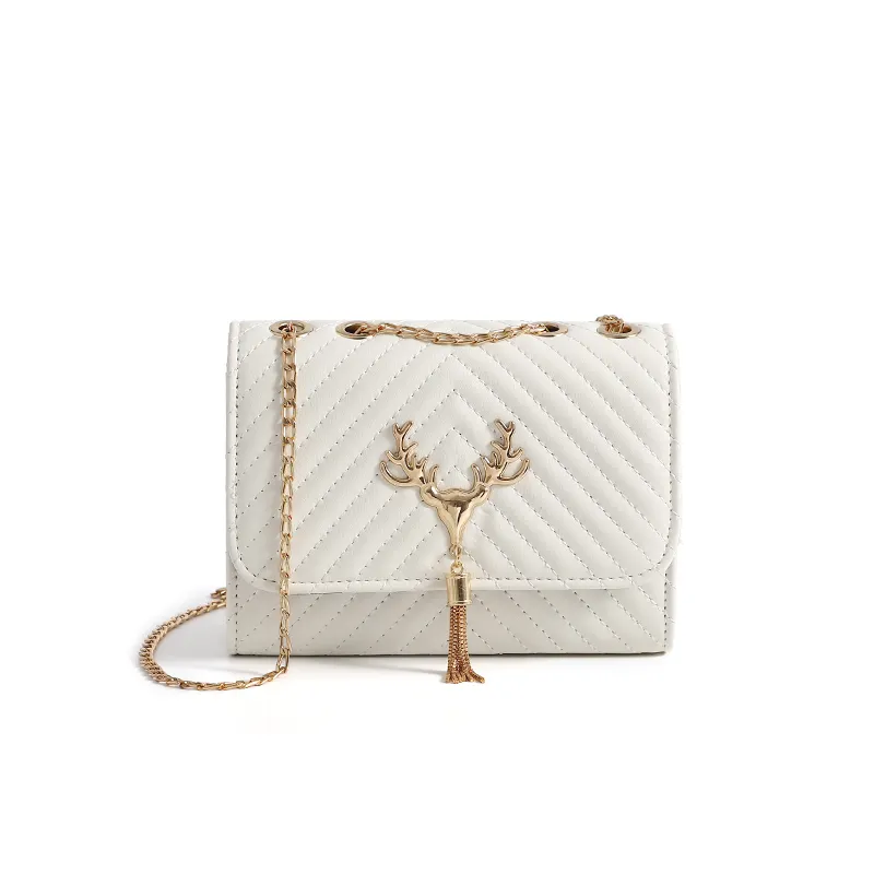 Winter New Trendy Fashion Deer Head Sewing Chain Women'S Bag Simple Embroidery Shoulder Crossbody Bag