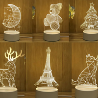 TSINYE Ours Veilleuse Multicolore Changement 3D Visuel Led Lampe Chambre Décoration Personnalisé Personnalisé Mignon Décor Enfants Lampe De Table