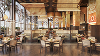 Mobilier d'intérieur de café éclairé par LED Table et chaises de restaurant avec comptoirs de bar et banc
