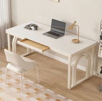 Bureau d'écriture de calligraphie écologique, direct usine, avec cadre métallique crème, ergonomique pour le bureau à domicile et l'étude, en gros
