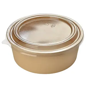 Customized disposable kraft food container paper salad bowl with lid