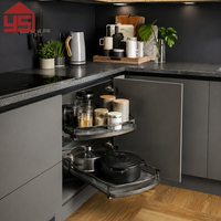 Meuble de cuisine élégant gris foncé en mélamine, style moderne et luxueux, résistant à l'humidité, fabricant de meubles de cuisine modulaires en MDF