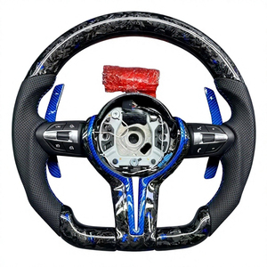 Volant <span class=keywords><strong>sport</strong></span> 3 branches en fibre de carbone <span class=keywords><strong>noir</strong></span> brillant pour modèles BMW Série 1-7, Série X, M - Amélioration intérieure - Product Image 5