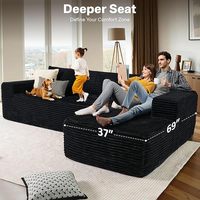 Sofá Seccional en Forma de L Moderno de Alta Calidad, Convertible, Diseño Afelpado de Corduroy, Sofá Cama Comprimido al Vacío para Apartamento u Hotel