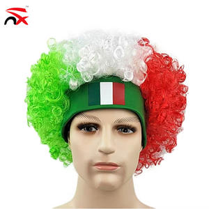 Peluca <span class=keywords><strong>Afro</strong></span> Rizada Blanca y Roja Más Vendida, Artículos <span class=keywords><strong>para</strong></span> Fiestas y Eventos Deportivos, Peluca con la Bandera de Italia <span class=keywords><strong>para</strong></span> Aficionados al Fútbol - Product Image 1