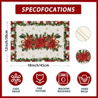 Nouveau set de table et dessous de plat en lin imprimé pour Noël, décoration simple pour la maison, modèle 55