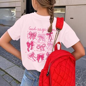 Camiseta Cristiana con Lazo para Niñas, 100% Algodón, Diseño Religioso con Versículos Bíblicos y Diseño de Fe - Product Image 6