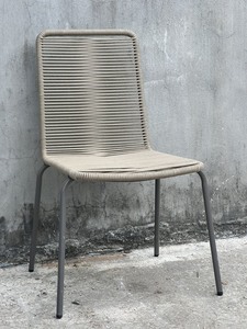 เก้าอี้สานเชือกมัดผมสีเบจเก้าอี้ซ้อนโครงเหล็กพร้อมเชือก - Product Image 2