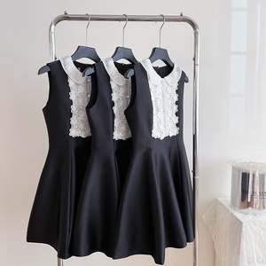 Robe courte sans manches à <span class=keywords><strong>col</strong></span> <span class=keywords><strong>Claudine</strong></span> en dentelle française taille haute - Product Image 4