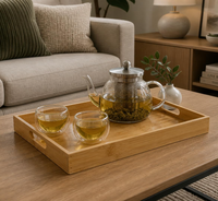 Panier de rangement en bambou avec couvercle, empilable, à ouverture frontale, polyvalent, pour cuisine, garde-manger, ou comme plateau de service