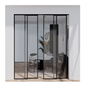Portes coulissantes en verre <span class=keywords><strong>double</strong></span> <span class=keywords><strong>vitrage</strong></span> à cadre étroit en alliage d'aluminium insonorisé, <span class=keywords><strong>prix</strong></span> bas, personnalisées, sans cadre, minimalistes, pour chambre à coucher - Product Image 5