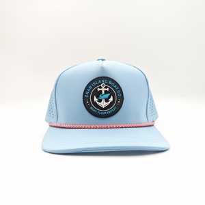 Gorra de golf Pristine Standard de 5 paneles con logo de silicona personalizado, sombrero vintage con cuerda, MOQ bajo, etiqueta de goma texturizada OEM, ropa deportiva para la cabeza - Product Image 4