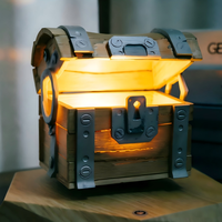 Lampe coffre au trésor à lévitation magnétique, veilleuse flottante, lampe de table décorative créative avec base en bois, thème Aventure Pirate