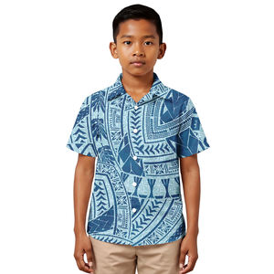 Chemise d'été respirante à manches courtes pour garçon, motif tribal polynésien Elei, personnalisable, tendance, en promotion - Product Image 2