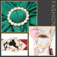Vente flash : Écharpe en soie, anneau, cravate, pinces à cravate, boucle ronde en métal tendance, anneau de vêtement, porte-accessoires pour femmes