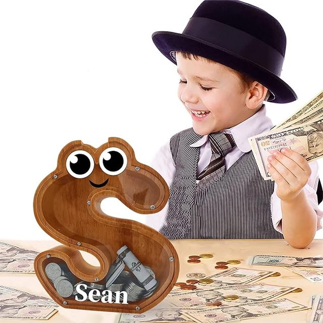 Personalized Alphabet Wooden Animal Shape Letter Piggy Bank for Kids