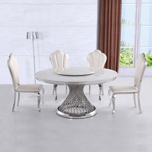 Ý Hiện Đại Phòng Ăn Bảng Set 8 Chỗ Ngồi Đồ Nội Thất Nhà Vòng Marble Vàng Thép Không Gỉ Bàn Ăn - Product Image 5