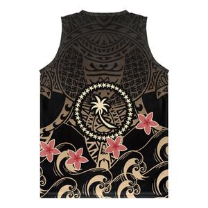 Polynésien Tribal fleur Chuuk imprimé t-shirt pour hommes Sport séchage rapide gilet hommes sans manches course formation basket-ball hauts - Product Image 4