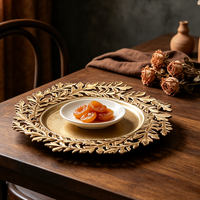 Assiette de Présentation Creuse Dorée de Luxe pour Mariage, Décoration de Table, en Plastique PP Durable, Réutilisable, Faite à la Main, Vaisselle de Banquet Élégante