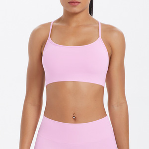 Wholesale Women Thin Strap Criss <b>Cross</b> Back Yoga Bra Backless Padded Shockproof Pilates Sports Bra Gym Workout Running Crop <b>Top</b> - Product Image 3