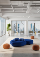 Kommerzielles, geschwungenes, modulares Lounge-Sofa in mehreren Größen für Büro-Lobby, Besucherbereich und Ruhezone