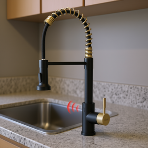 Robinet de cuisine GIMILI à poignée unique, noir et or, sans contact, à poser sur le comptoir, en acier inoxydable, design moderne - Product Image 2