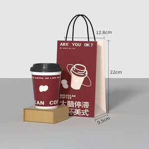 Emballages à emporter en gros pour café, thé, bière, recyclables, avec logo personnalisé, gobelets en papier et sacs en kraft pour tailles simple/double - Product Image 3
