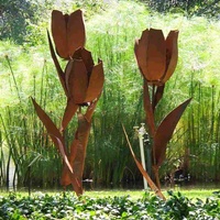 Extérieur moderne carré paysage parc jardin décorer Art abstrait métal grande feuille Statues Corten acier feuille Statues Sculptures