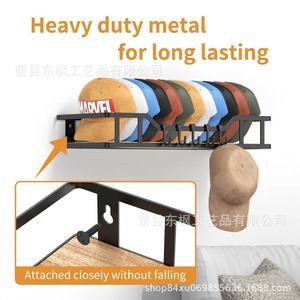 Wooden Wall Mounted Hat Rack With Hooks For Cap <b>Storage</b> And <b>Clothes</b> Organizing 2 Tier Rectangle Durable Design - Product Image 3