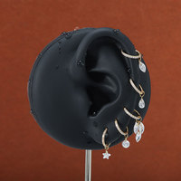 Anneau segmenté articulé en titane ASTM F136 pour piercing de nez, conque, daith, cartilage, boucle d'oreille, avec breloque pendante, piercing corporel Daith
