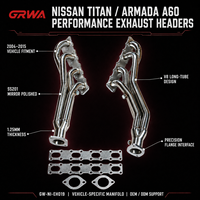 Collecteurs d'échappement personnalisés GRWA pour Nissan Titan Armada A60 2004-2015 SS201 poli miroir 1,25 mm