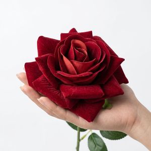 Rose artificielle en velours de qualité supérieure, toucher réel, tige unique, grande taille, pour centres de table de mariage, décoration de maison de luxe, vente en gros - Product Image 5