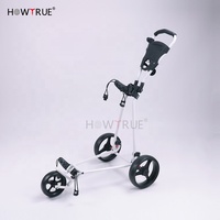 COMMENT VRAI chariot de golf noir chariot de poussée chariot de golf à 3 roues cadre en aluminium portable chariot de golf mobile