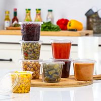 1OZ 2OZ 4OZ Récipient Alimentaire Réutilisable À Emporter Petite Mini Boîte d'Assaisonnement Joint Couvercle PET Transparent PP Plastique Sauce Trempette Tasse Avec Couvercle
