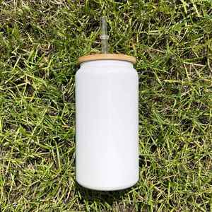 Jarra de Acero Inoxidable Aislada al Vacío de 16 oz, Color Blanco, para Refrescos y Cerveza, con Doble Tapa, para Sublimación y Envolturas UV DTF, Disponible en Almacén de EE. UU. - Product Image 3