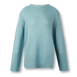 Women Plain Sweater Lurex Loose Sweater Turtle Neck Long Sleeve Pullover Sweater Knitted Clothes