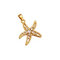 Pendentif de collier en cuivre doré, micro-pavé de zircons délicats, thème marin étoile de mer, best-seller transfrontalier, breloque DIY mignonne