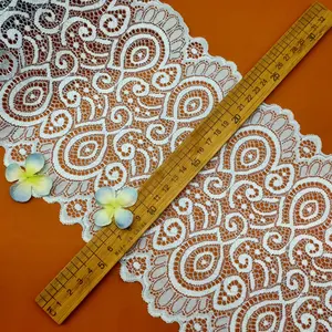 X3198 Factory Supplied Nylon Spandex Stretch Lace Trims Floral Pattern Embroidered Elastic Trims For Bra Lingerie Decoration