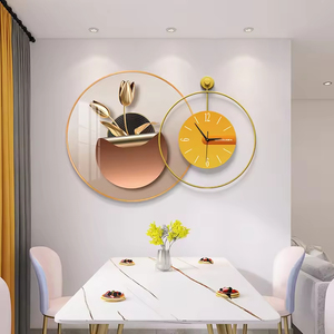 Moderno ristorante di lusso decorativo orologio da parete stile Art déco porcellana di cristallo appeso dipinto sfondo chiaro - Product Image 2