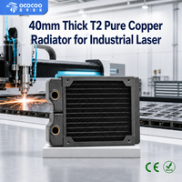 Radiateur de refroidissement à eau en cuivre OCOCOO CRD12 T2 avec ventilateur intégré de 120 mm, échangeur de chaleur brasé, filetage G1/4, pour serveur laser industriel
