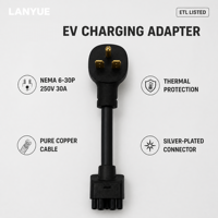 Adaptateur de rallonge pour chargeur de véhicule électrique LANYUE NEMA 6-30P Gen 2, connecteur NEMA 6-50P Tesla, rallonge NEMA 6-30P